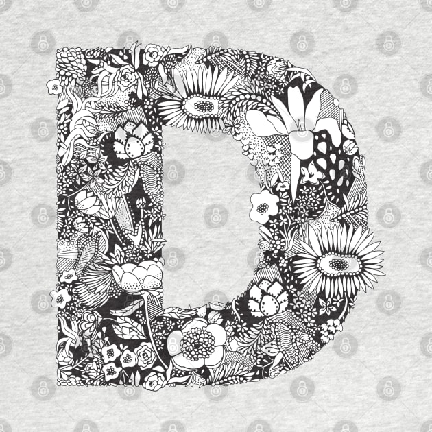 Floral Letter D by HayleyLaurenDesign